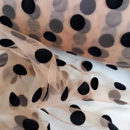 Фатин 50Д горох, nr.6 розовый на черном